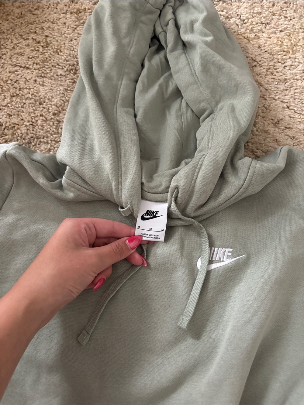 Nike Sage Green Pullover Hoodie with White Swoosh - Picture 2 of 3